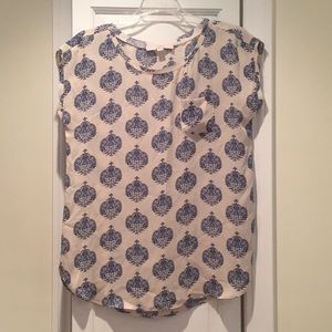 LOFT Blouse Size XS Color Blue and Off White